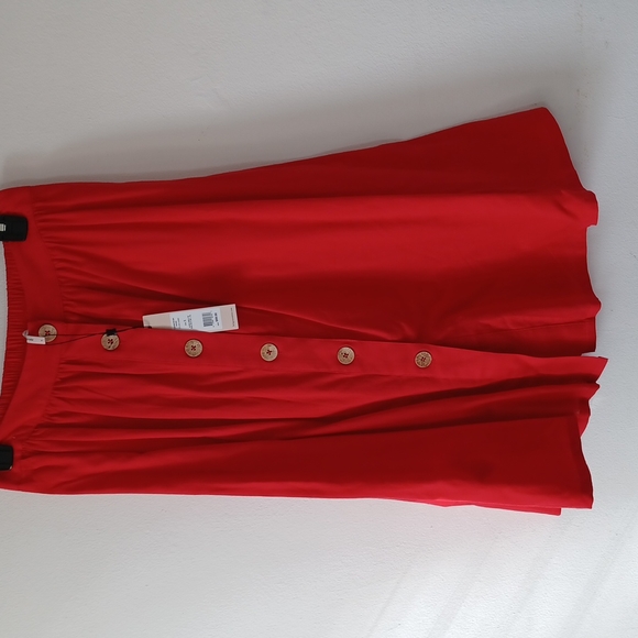 BCBGENERATION Cherry Red Woven Skirt Button Down - Picture 3 of 7